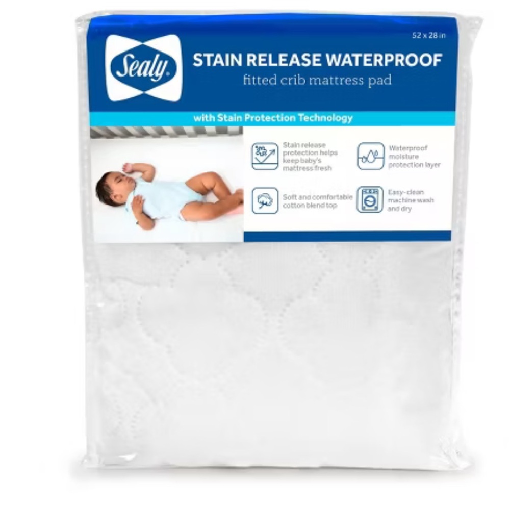 White Fitted Crib Mattress Pad